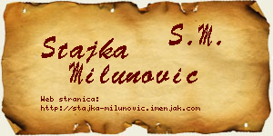 Stajka Milunović vizit kartica